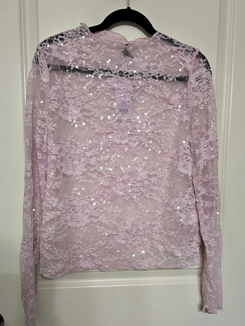 Wild Fable Long Sleeve Lace Sequin Top Pink XXL